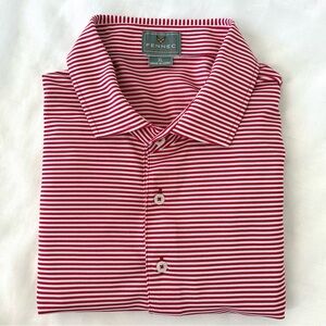 Fennec Red White Striped Polo Shirt Men’s XL Stretch Performance Golf Top
